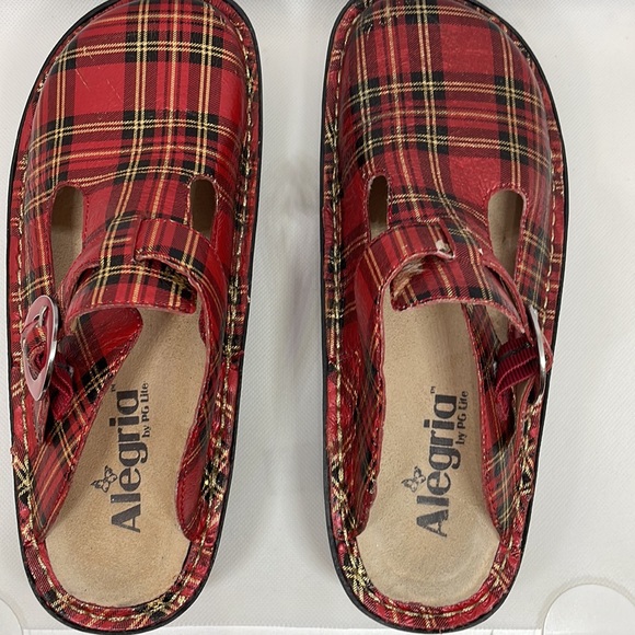 Alergria PG LITE plaid red leather mule shoes -size 36 (US 6 - 6.5) - Picture 3 of 12